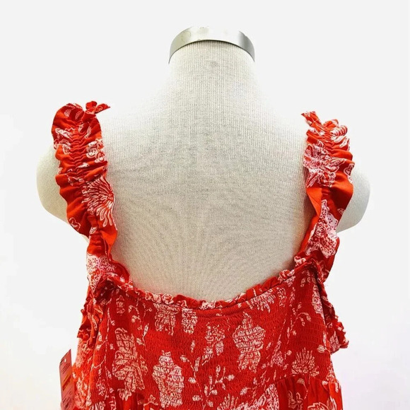NWT SONOMA Women Sleeveless Pullover Square Neck Red Rayon Floral Shirt Size 3X - Picture 4 of 13